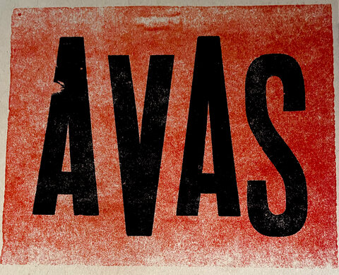 AVAS red linocut print