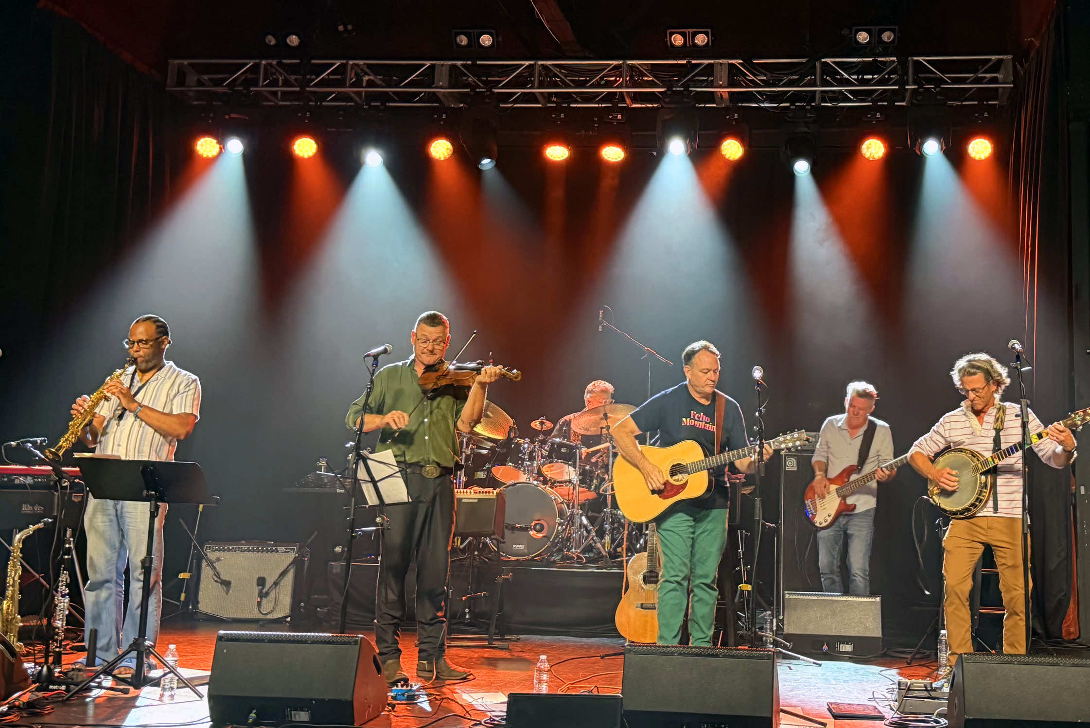 The six on stage at AVL Sounds Fest at The Orange Peel